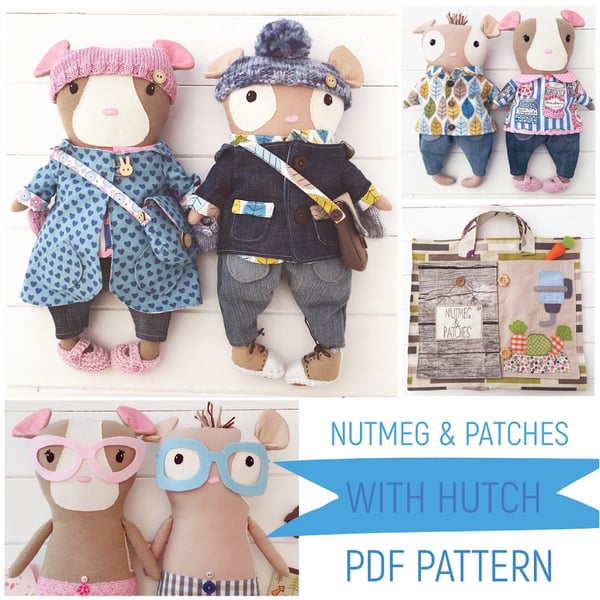 Digital PDF Sewing Pattern for Guinea Pigs 'Nutmeg' & 'Patches' with Hutch House