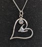 Silver swallow pendant, Sterling silver heart necklace, Bird watcher gift - Image 2