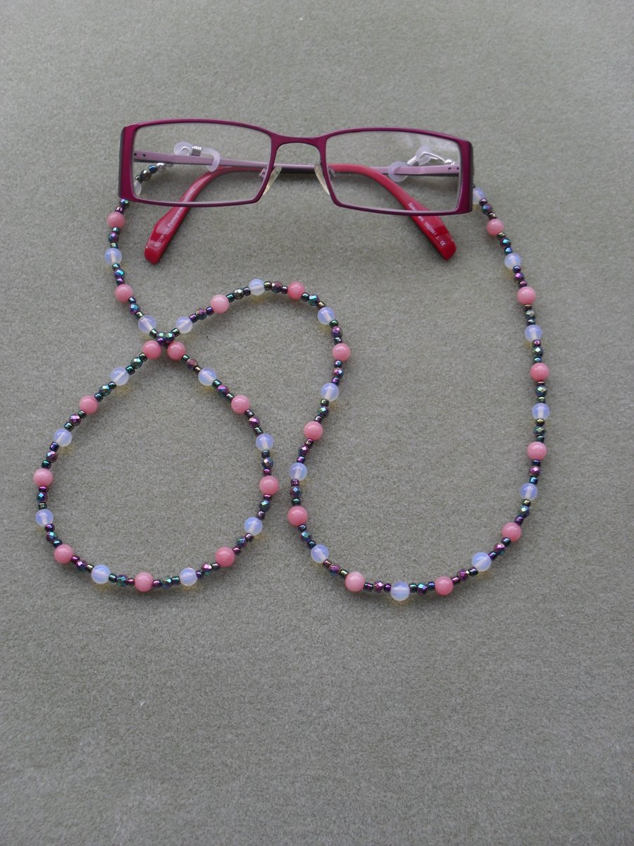 Opalite and Rainbow Haematite Spectacle Chain