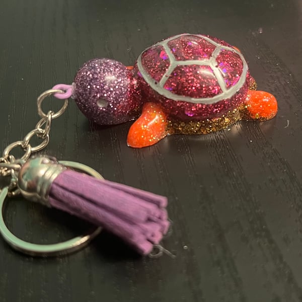 Glittery turtle keyring