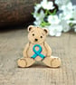 Ovarian Cancer Awareness Ribbon Bear Pin, Handmade Cancer Support Gift - Image 1