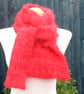Crochet Broomstick Lace Scarf in Red Mohair - Image 9