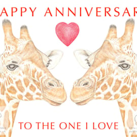 Giraffes Nose to Nose - Anniversary Card