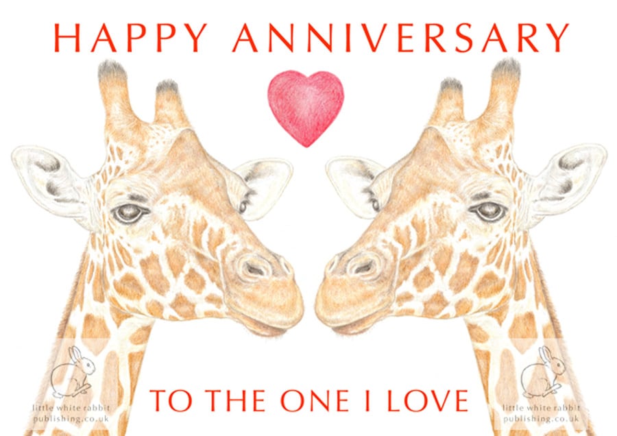 Giraffes Nose to Nose - Anniversary Card