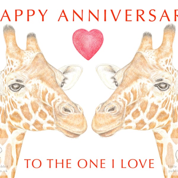 Giraffes Nose to Nose - Anniversary Card