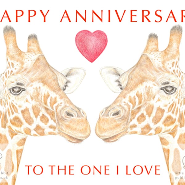 Giraffes Nose to Nose - Anniversary Card