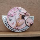 Ladies rocker irthday card blank inside decoupage butterflt elegant lady