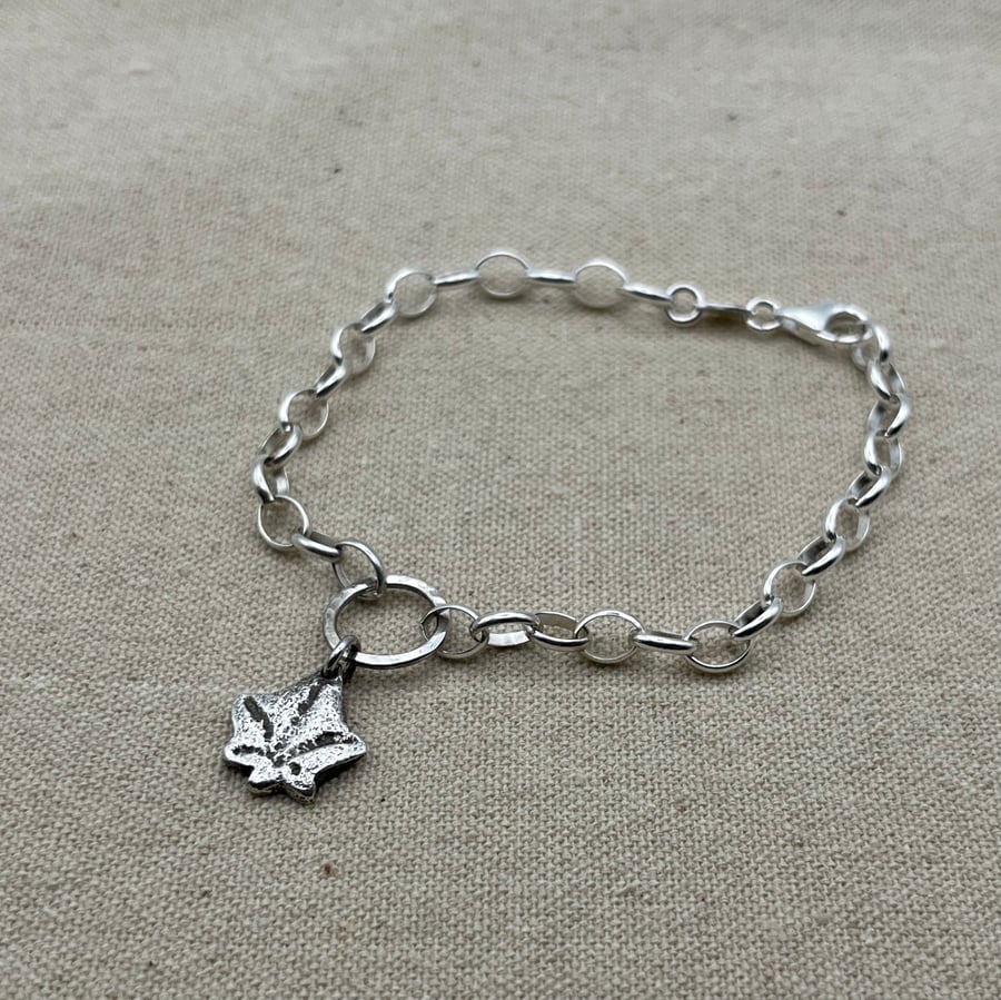 evergreen ivy charm bracelet in recycled sterling silver