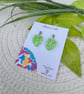 Monstera Leaf Pearlescent Green Earrings - Image 3