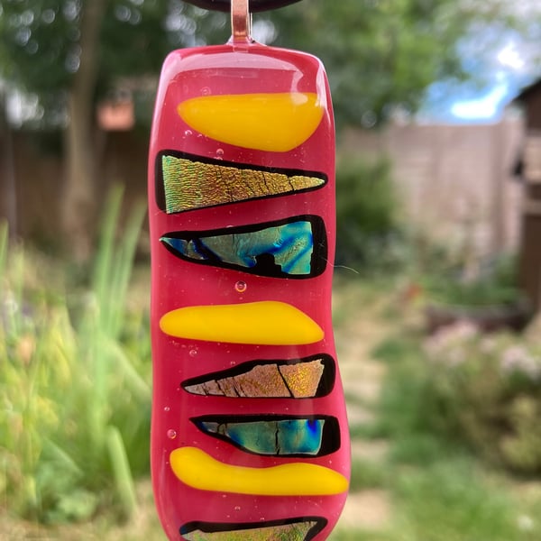 Fused glass necklace pendant 