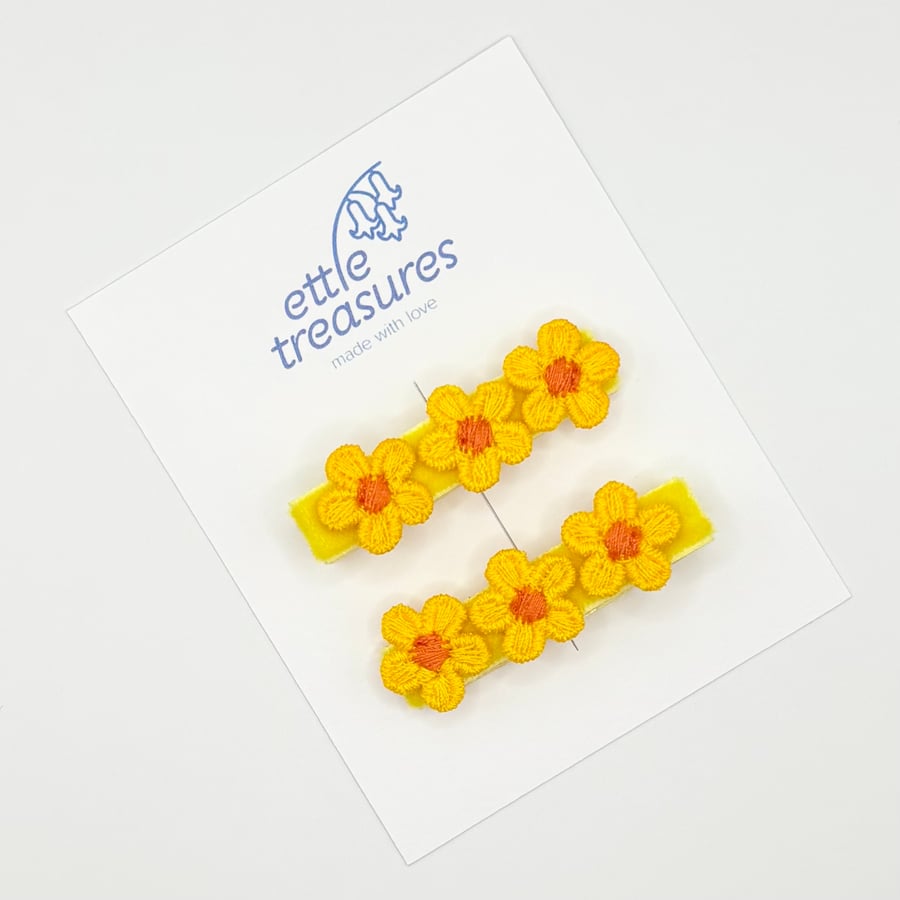 Yellow flower Hair clips 