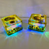 A pair of hand painted and fired glass containers by Andrew Jenkins 
