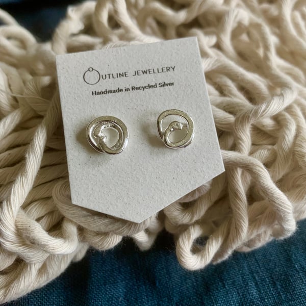 Coiled silver stud earrings