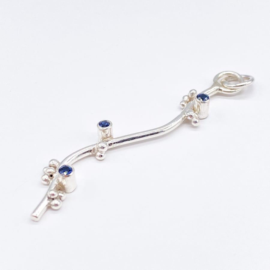 Sapphire Silver Pendant Handmade 