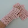  SALE  Fingerless Mitts Crochet Pale Pink