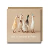 Duck Birthday Card – Handmade Spun Cotton Runner Duck Print