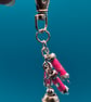 Pink paper beaded keyring, also bag charm - Image 2