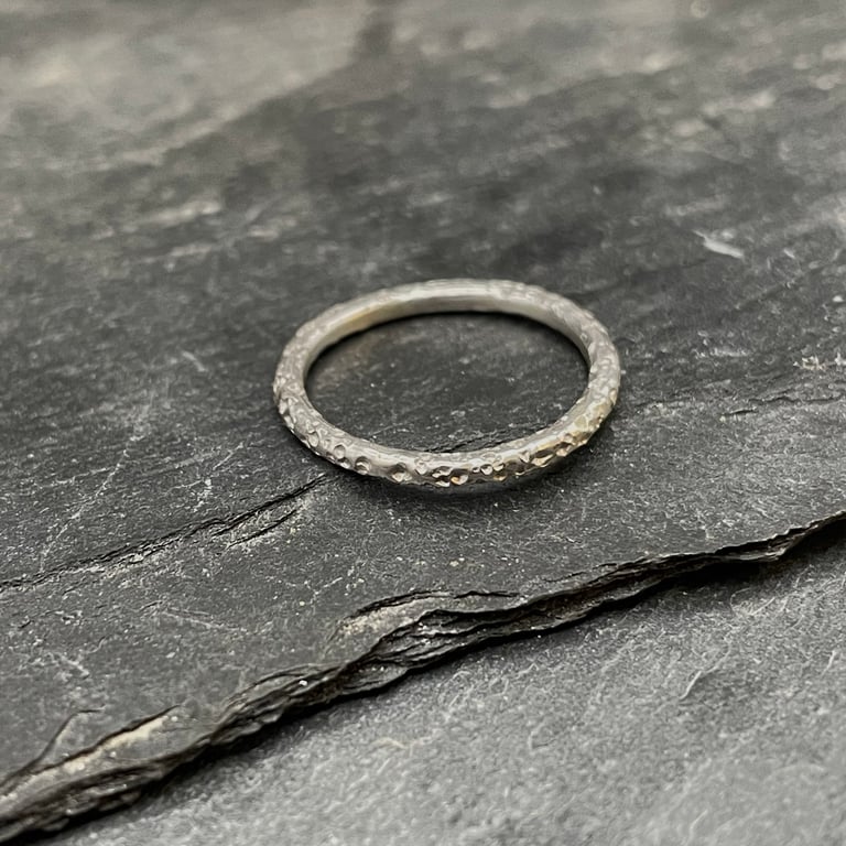 Silver Stacking Ring-Stippled 