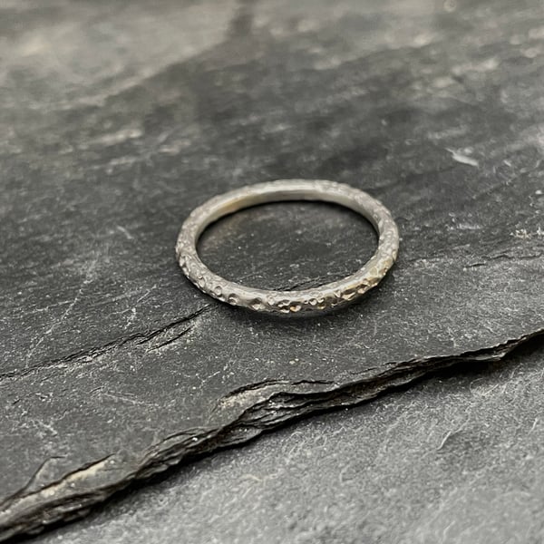 Handmade, Recycled Sterling Silver Ring-Stippled 