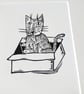 Cat in a Box - lino print - Image 2