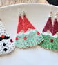 Handmade Christmas tree snow-gnome fringe earrings  - Image 3