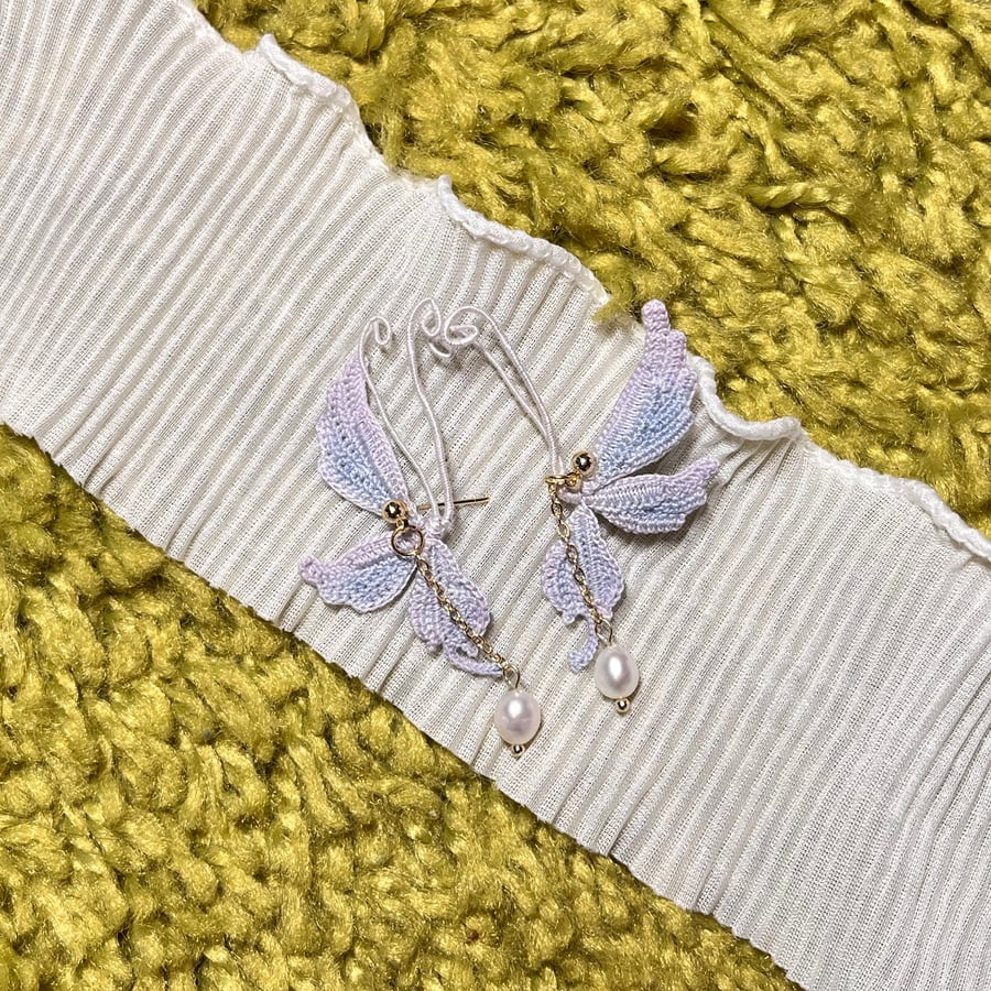 Fluttering Butterfly Micro Crochet Earrings