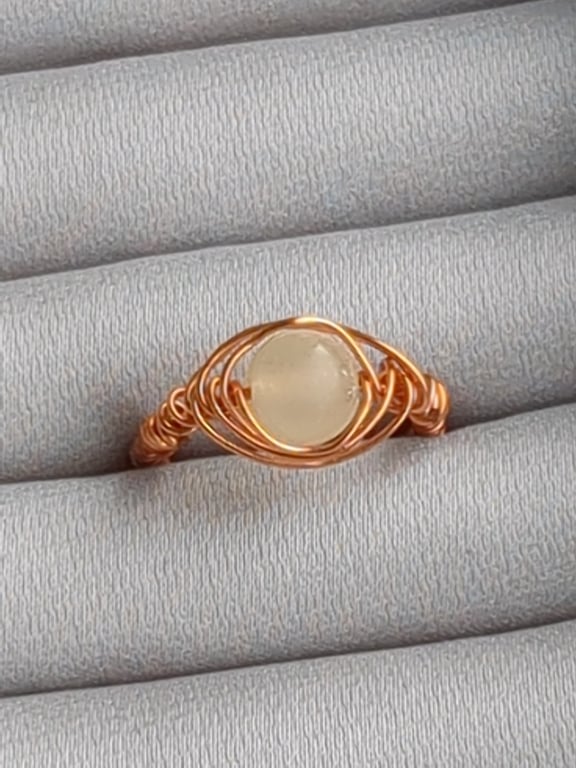 Yellow honey Jade Copper Wire ring