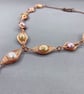 Cultured Pearl Copper Herringbone Y Lariat Necklace with Matching Earrings - Image 3