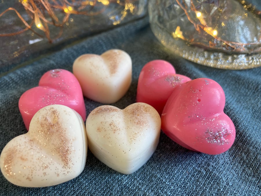 Scented soy wax melts, heart shaped, love or valentines gift
