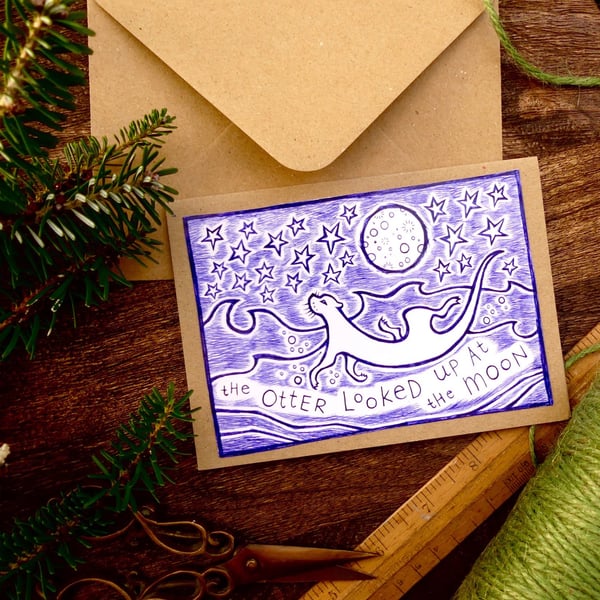 Otter Moon Card - READY TO SHIP