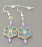 Hawaiian ocean blue flower earrings - Image 3