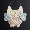 Cream Owl ceramic hanging decoration 