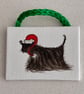 Black Dog Wearing a Santa Hat Christmas Decoration  - Image 4