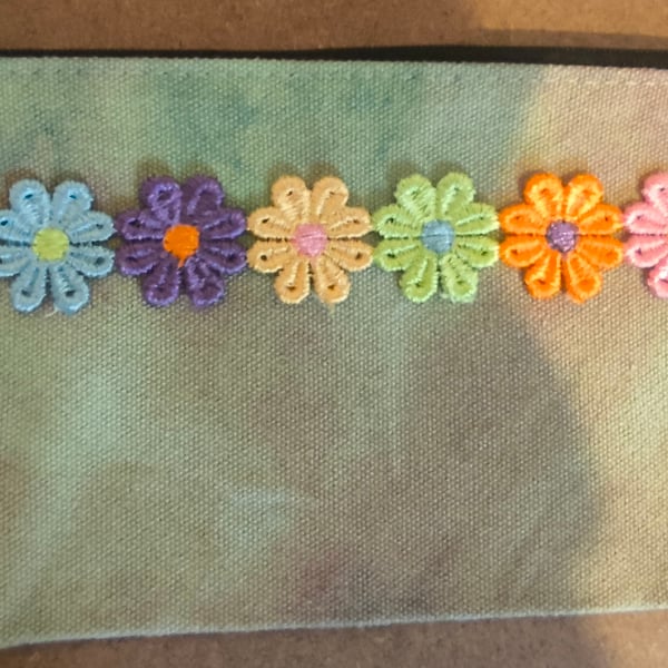 Small pink green and yellow zipper pouch 