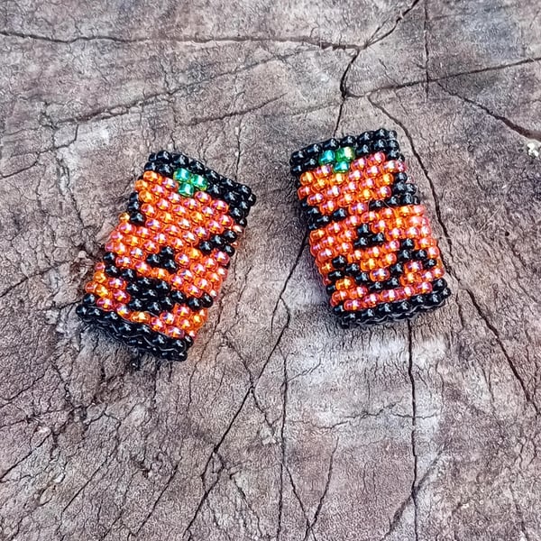 Evil and happy pumpkin pattern beaded dreadlock beads