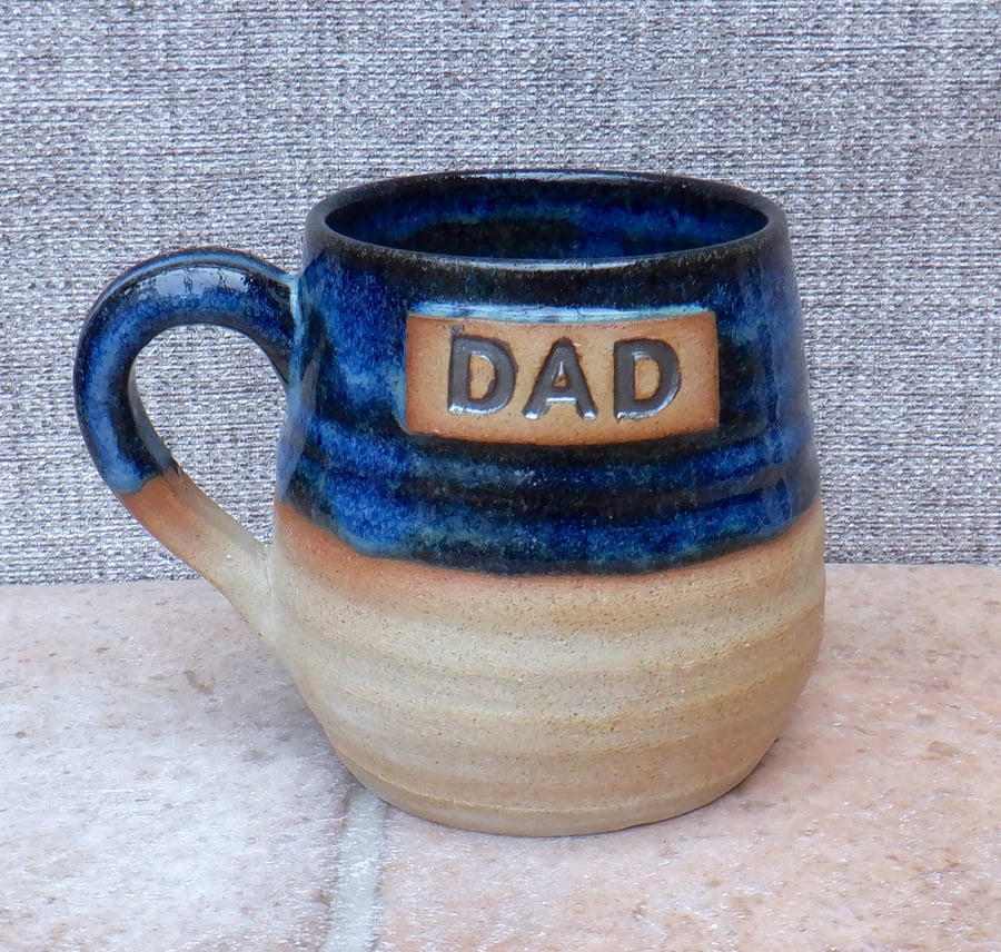 Large cuddle mug for DAD coffee tea cup in stoneware hand thrown pottery wheel 