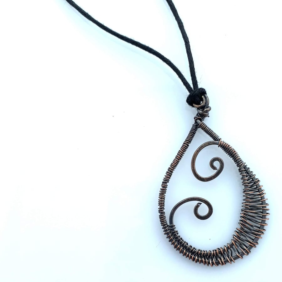 Copper Wire Pendant, 7th Anniversary Gifts for Men and Women