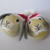2x Lop Eared Bunny Rabbit Christmas Tree Bauble Decoration Hand Painted Animal 