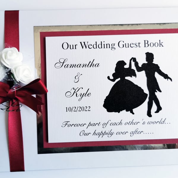 Little Mermaid wedding guest book, red and white Ariel and Eric wedding book