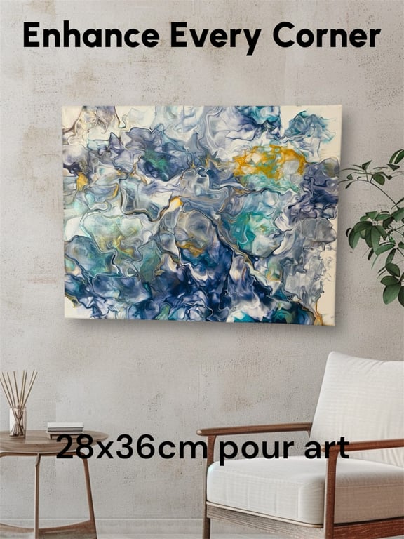 Acrylic fluid pour handmade art painting 