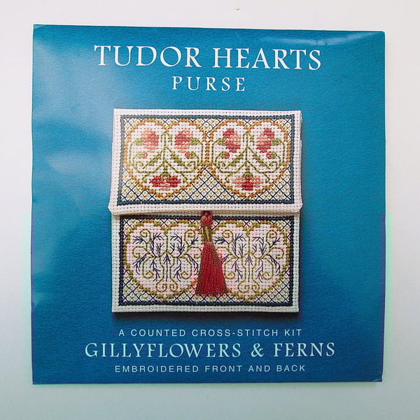 Tudor hearts purse cross stitch kit