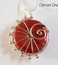 Silver Wirework Spiral Pendant with Red Ceramic Bead - Limited Edition - Image 5