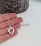 Fine Silver and Red Crystal Diamond Shape Flower Necklace - Image 6