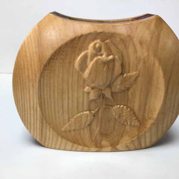 Dry flower vase, made from Ash and Reclaimed West African Mahogany