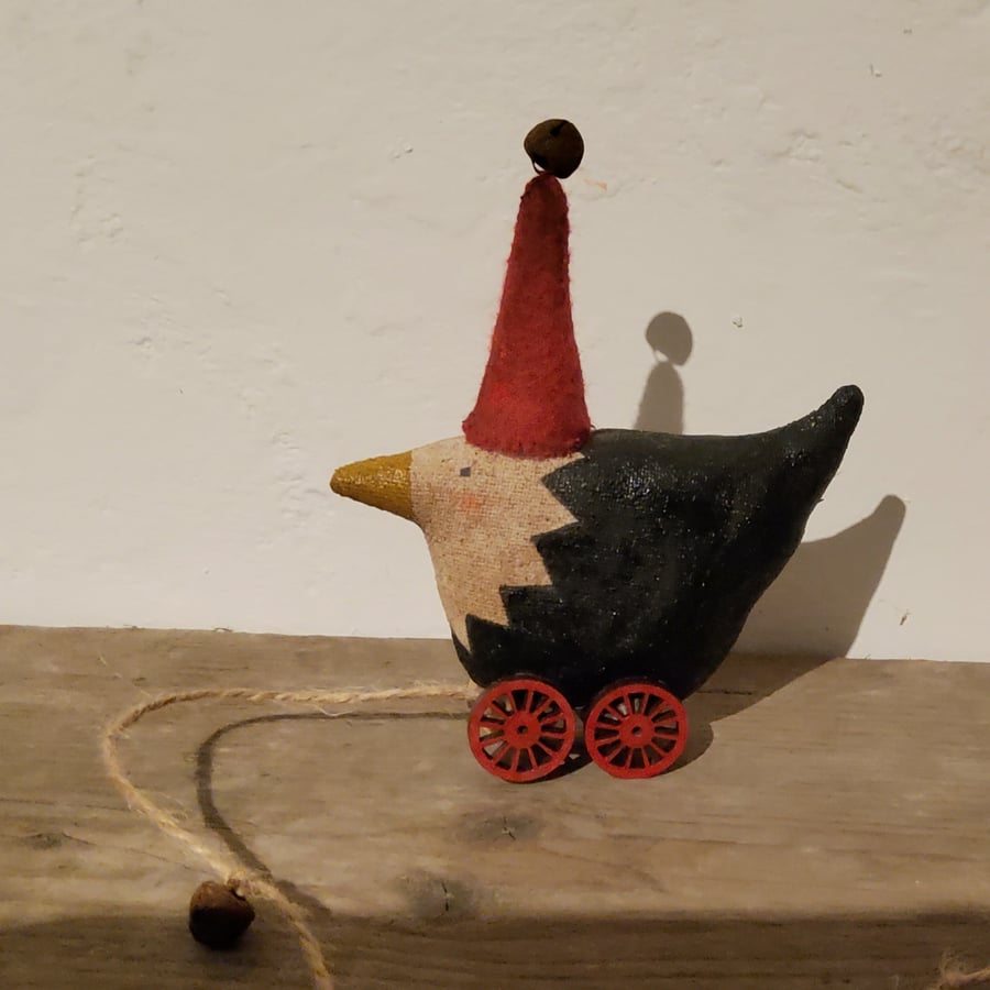 Reserved - primitive hen on wheels