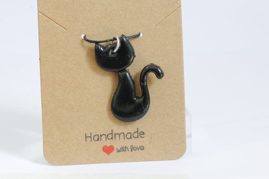 Image of Rustic black cat pendant 