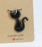 Rustic black cat pendant 