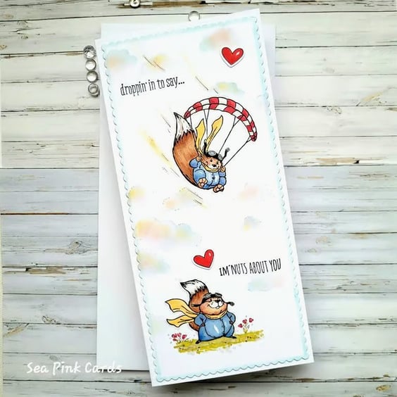 Squirrel Anniversary Card - handcrafted funny anniversary, birthday, valentine 