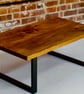 Handmade Rustic Solid Wood Coffee Table - Metal Square Framed Legs  - Image 6