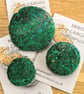 Green Moss Abstract Embellished Recycled Textile 50mm Brooches  - Image 9